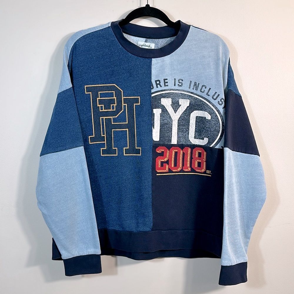 The Phluid Project Blue Gender Neutral Inclusive Patchwork Sweatshirt Size XS